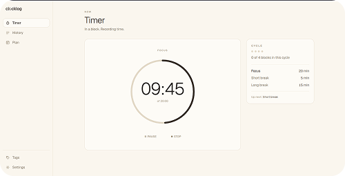 Captura del temporizador ClockLog